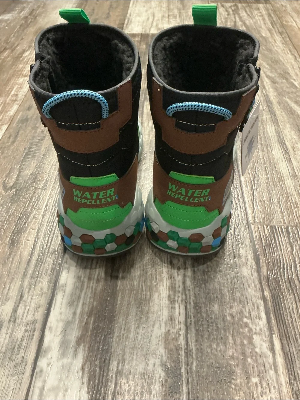 Skechers Minecraft Kids Black, Brown & Green Rain/Snow Boots Size 3.5